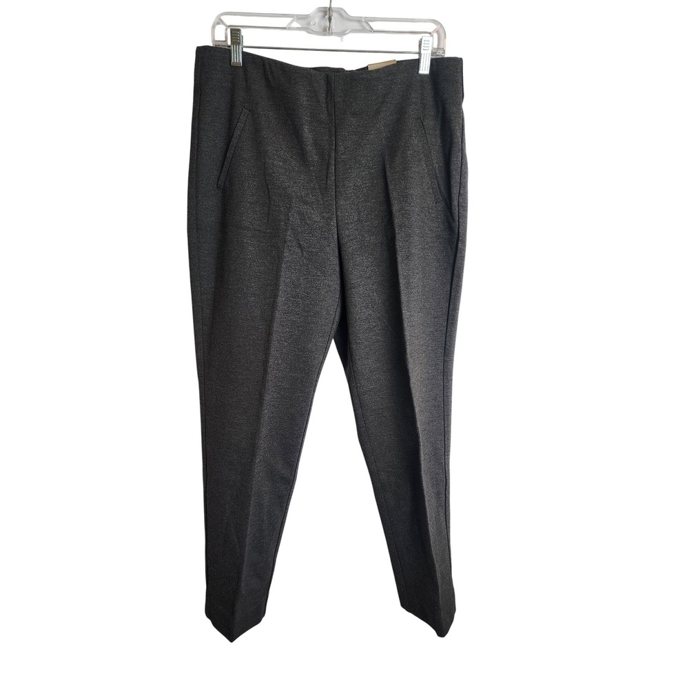 Chicos Ponte Slim Ankle Pants Womens 2 Dark Heather Grey Pull On Stretch Trouser